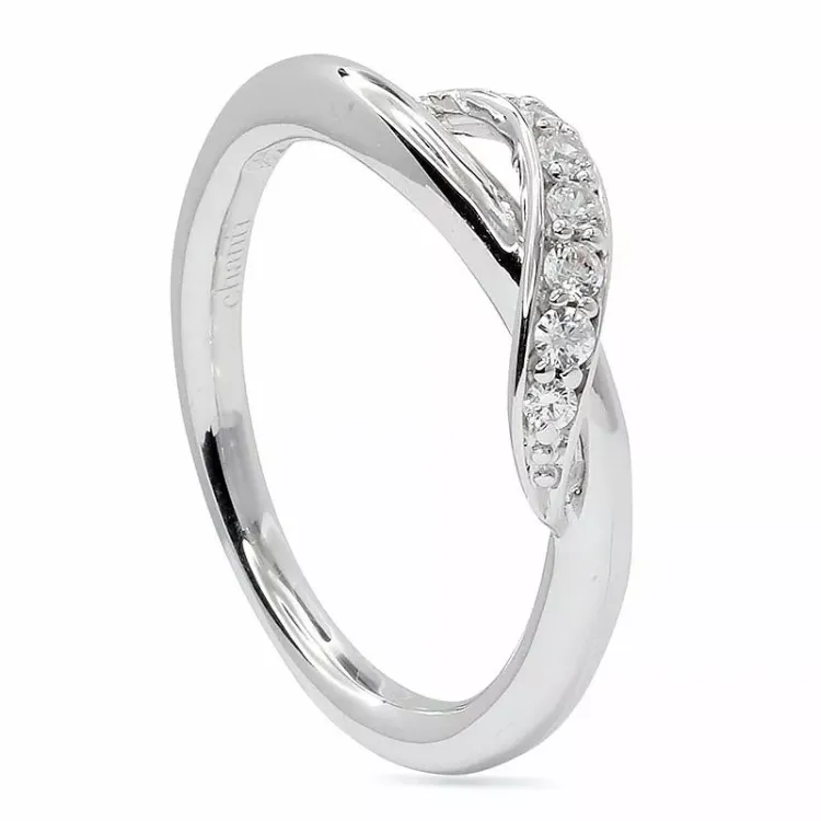Fingerringe: hvid zirkon ring i rhodineret sølv