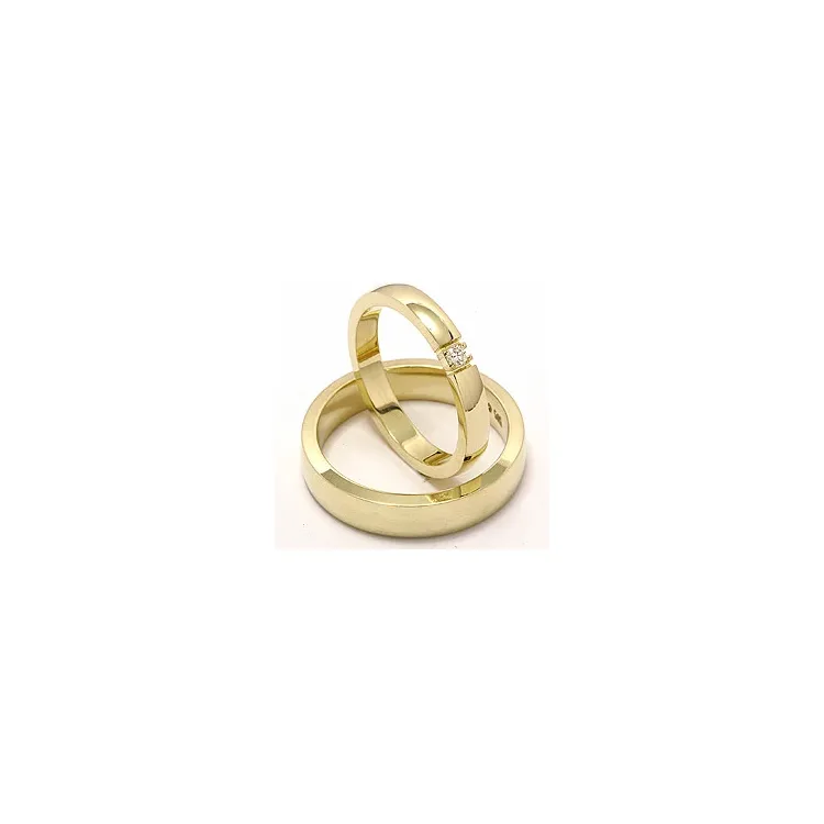 Vielsesringe i 14 karat guld 1x0,05 ct - sæt