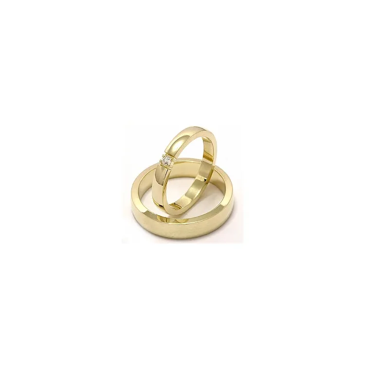 Vielsesringe i 14 karat guld 1x0,05 ct - sæt