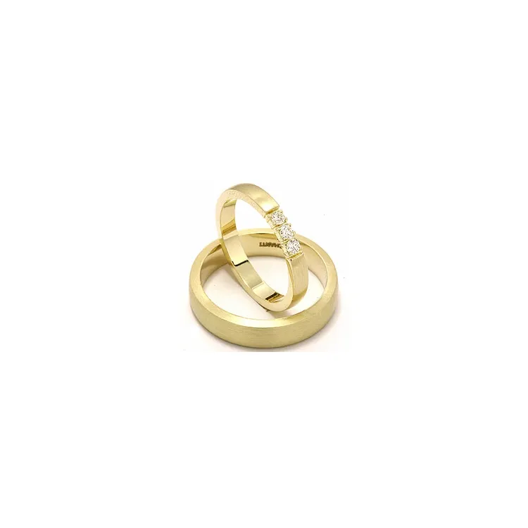 matte vielsesringe i 14 karat guld 3 x 0,05 ct - sæt