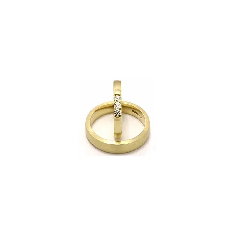 matte vielsesringe i 14 karat guld 3 x 0,05 ct - sæt