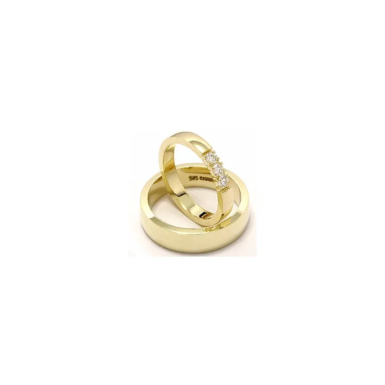 vielsesringe i 14 karat guld 3 x 0,07 ct - sæt