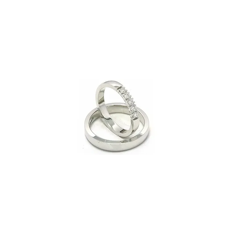 Vielsesringe i 14 karat hvidguld 5 x 0,05 ct - sæt