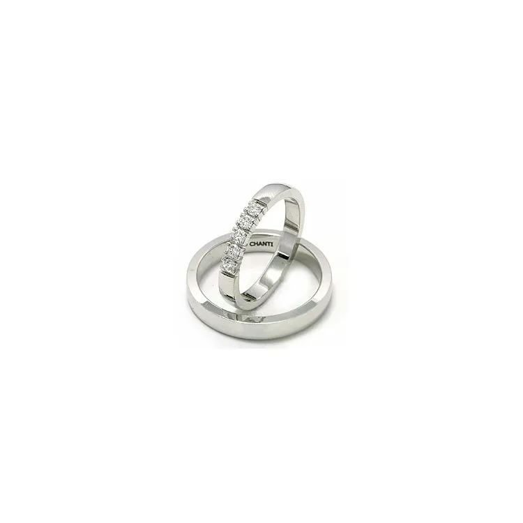 Vielsesringe i 14 karat hvidguld 5 x 0,05 ct - sæt