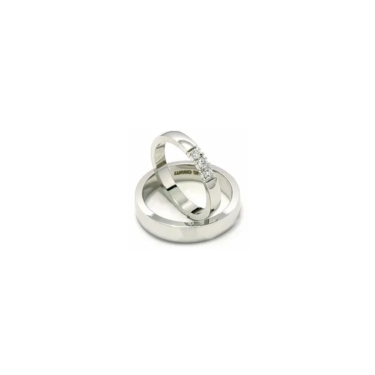 Vielsesringe i 14 karat hvidguld 3 x 0,05 ct - sæt