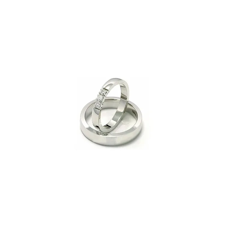 Vielsesringe i 14 karat hvidguld 3 x 0,05 ct - sæt