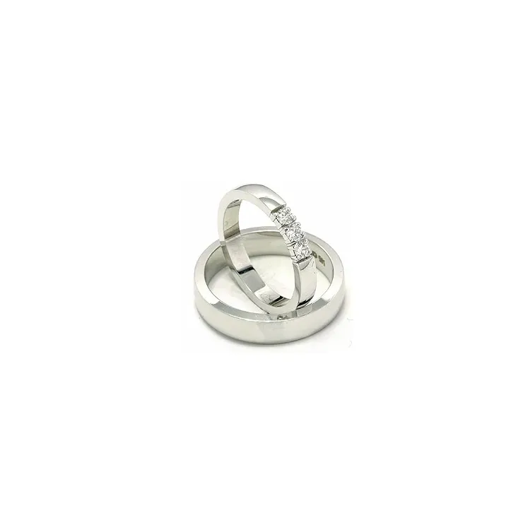 vielsesringe i 14 karat hvidguld 3 x 0,07 ct - sæt
