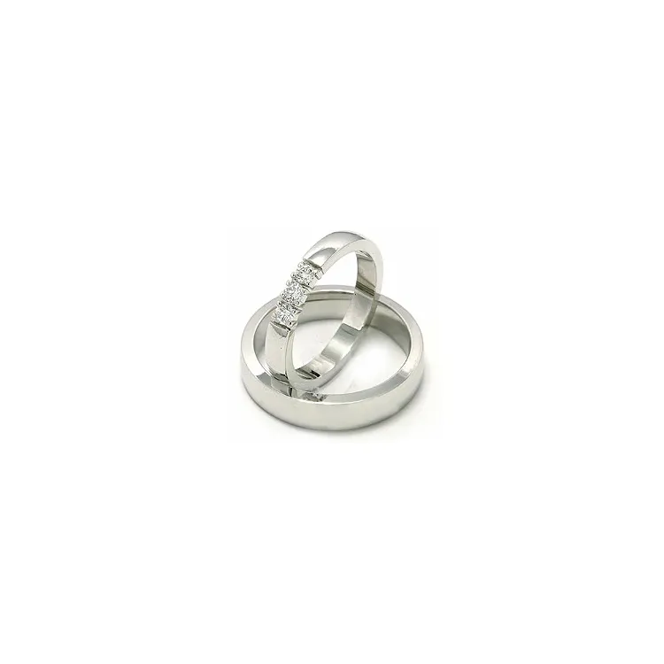 vielsesringe i 14 karat hvidguld 3 x 0,07 ct - sæt