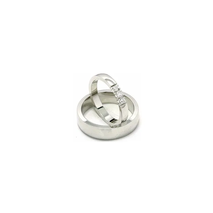 Vielsesringe i 14 karat hvidguld 3 x 0,05 ct - sæt