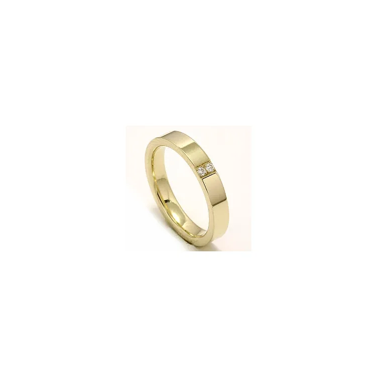 Elegant smal vielsesring i 14 karat guld 2 x 0,018 ct
