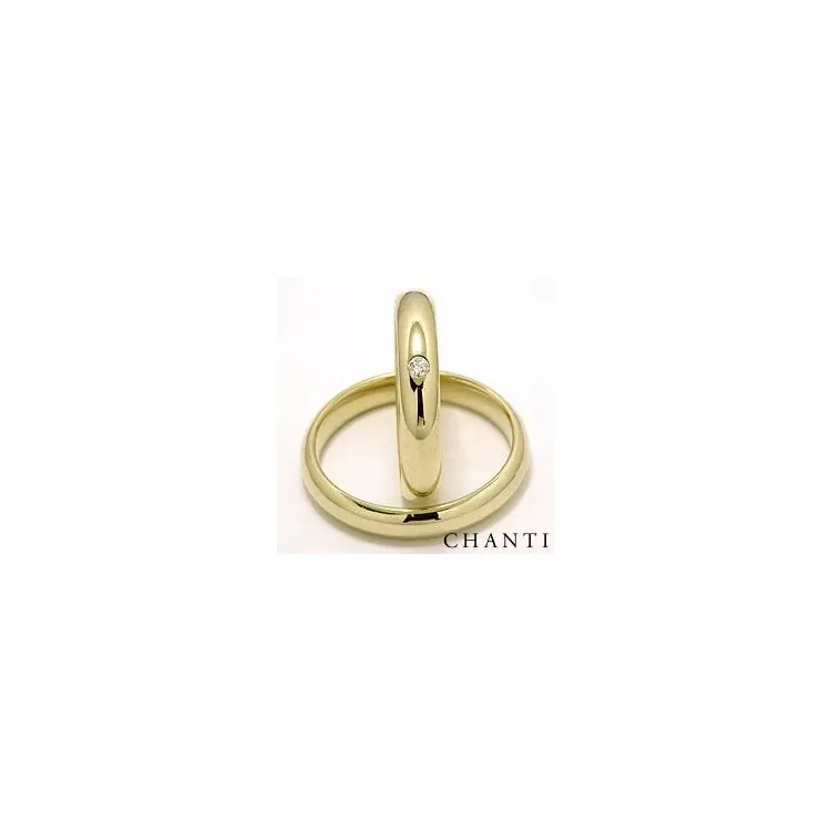 runde vielsesringe i 14 karat guld 1 x 0,05  ct - sæt