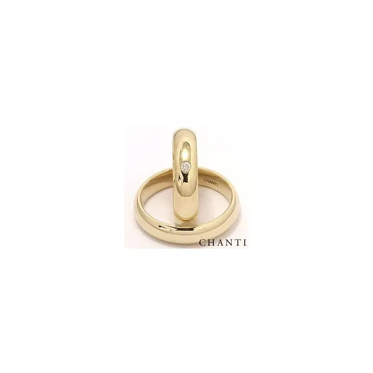 Vielsesringe i 14 karat guld 0,05 ct - sæt