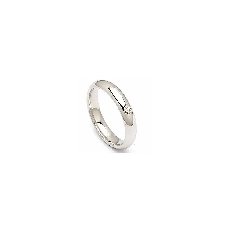 rund vielsesring i 14 karat hvidguld 0,05 ct
