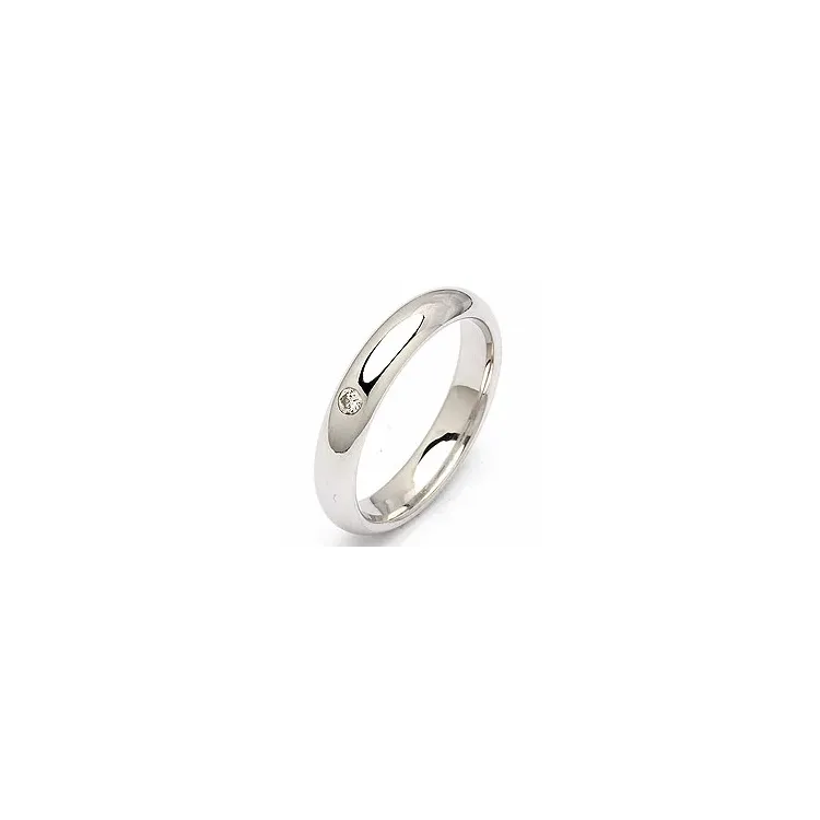 rund vielsesring i 14 karat hvidguld 0,05 ct