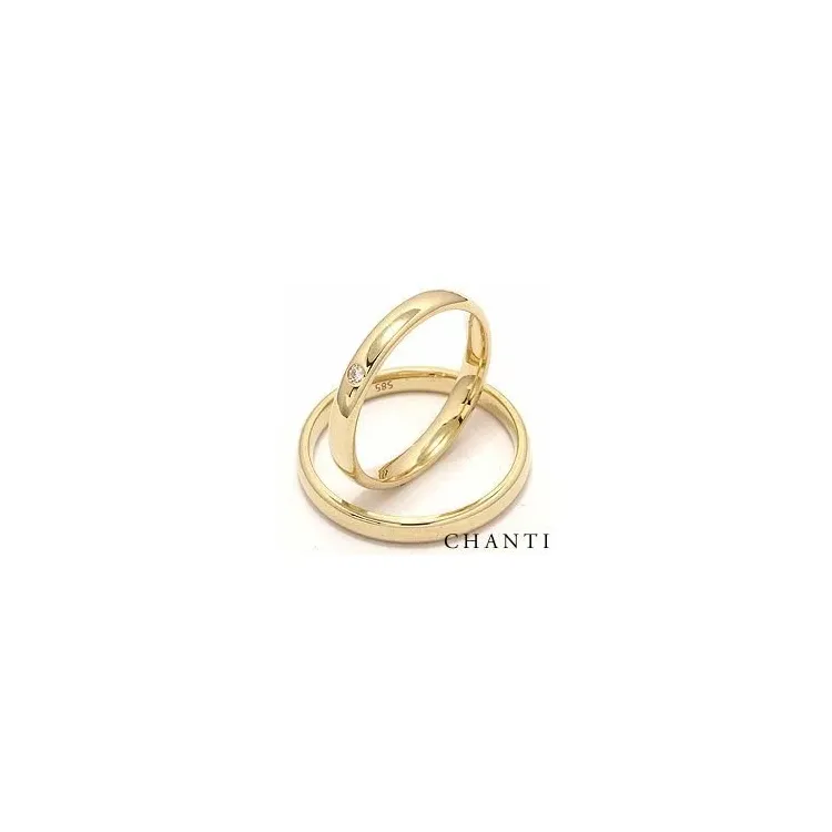 diamant vielsesringe i 14 karat guld 0,025 ct - sæt