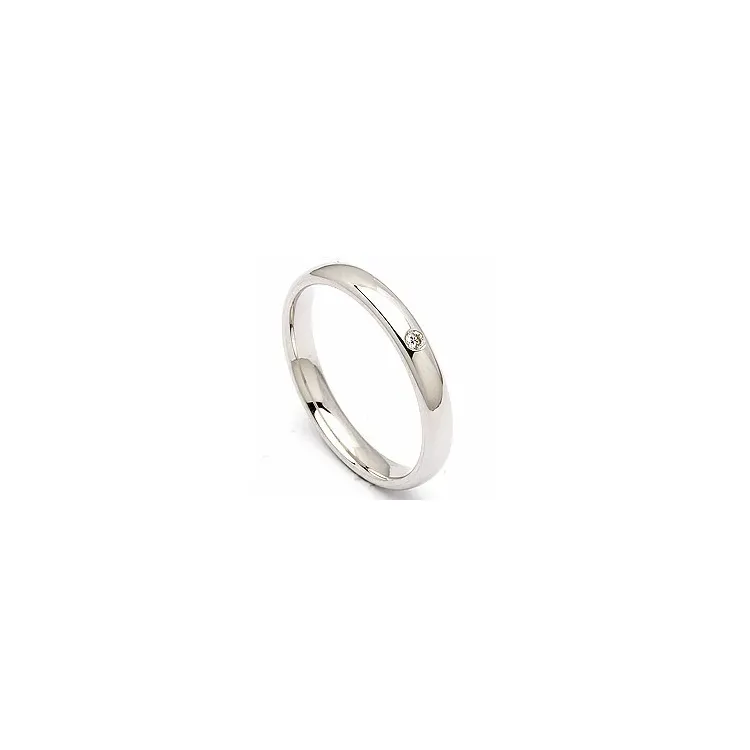 Smal oval vielsesring i 14 karat hvidguld 0,025 ct