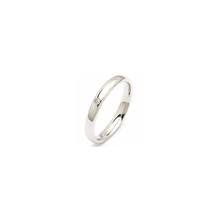 Smal oval vielsesring i 14 karat hvidguld 0,025 ct