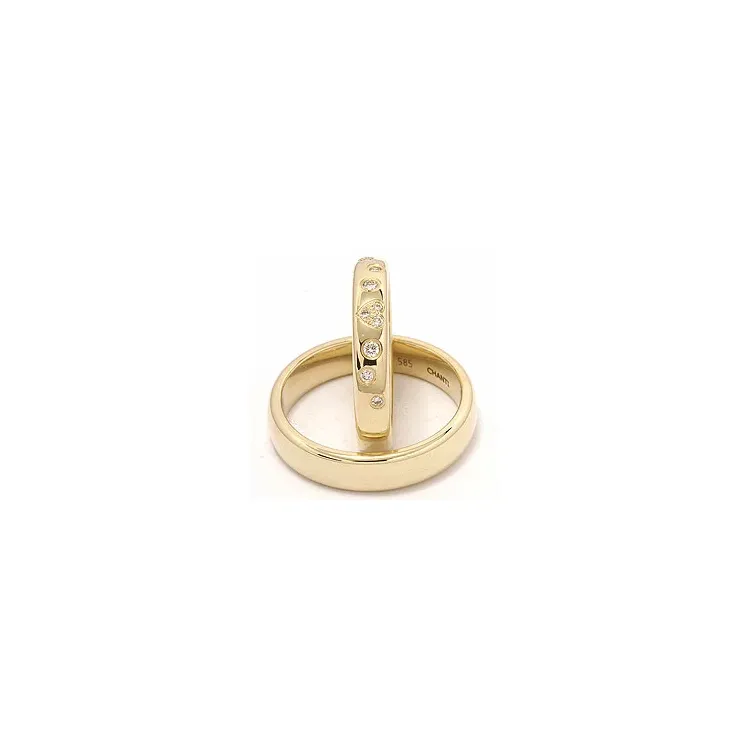 hjerte vielsesringe i 14 karat guld 0,13 ct - sæt
