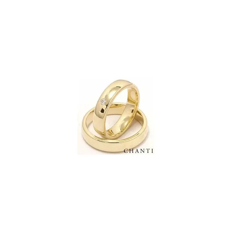Brede ovale diamant vielsesringe i 14 karat guld 0,05 ct ct - sæt