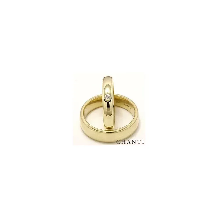Vielsesringe i 14 karat guld 0,05 ct - sæt