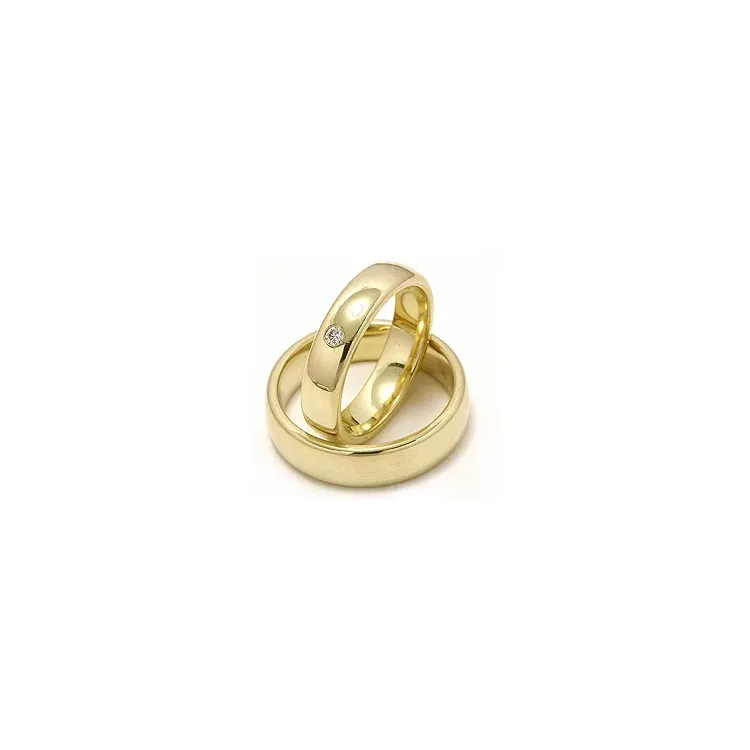 Vielsesringe i 14 karat guld 0,05 ct - sæt