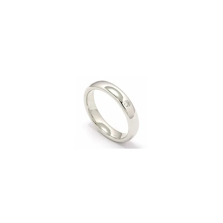 vielsesring i 14 karat hvidguld 0,05 ct