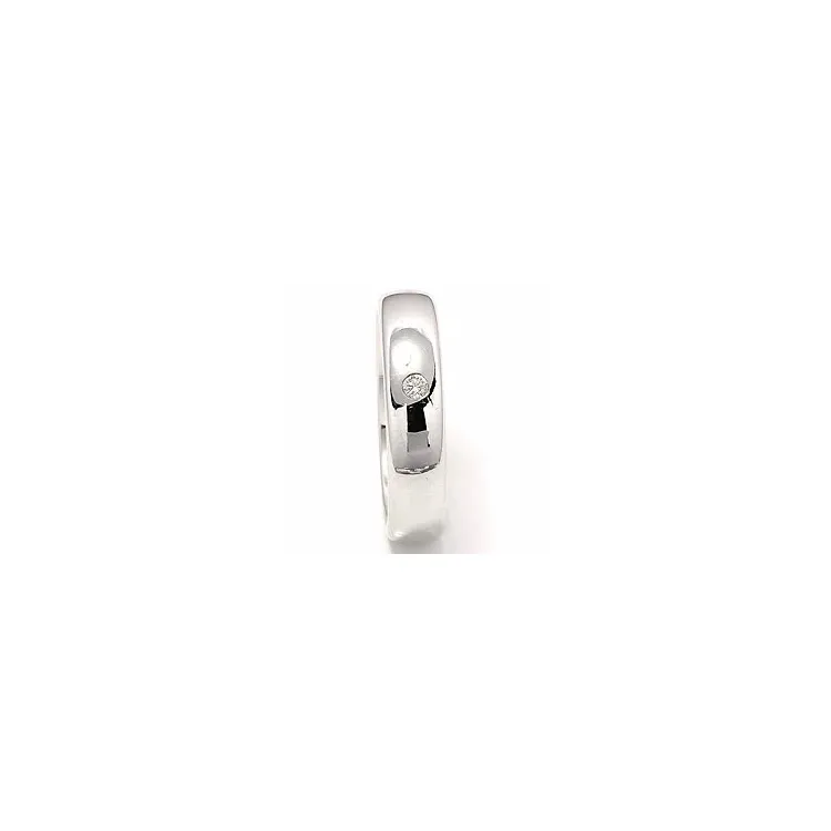 bred vielsesring i 14 karat hvidguld 0,05 ct