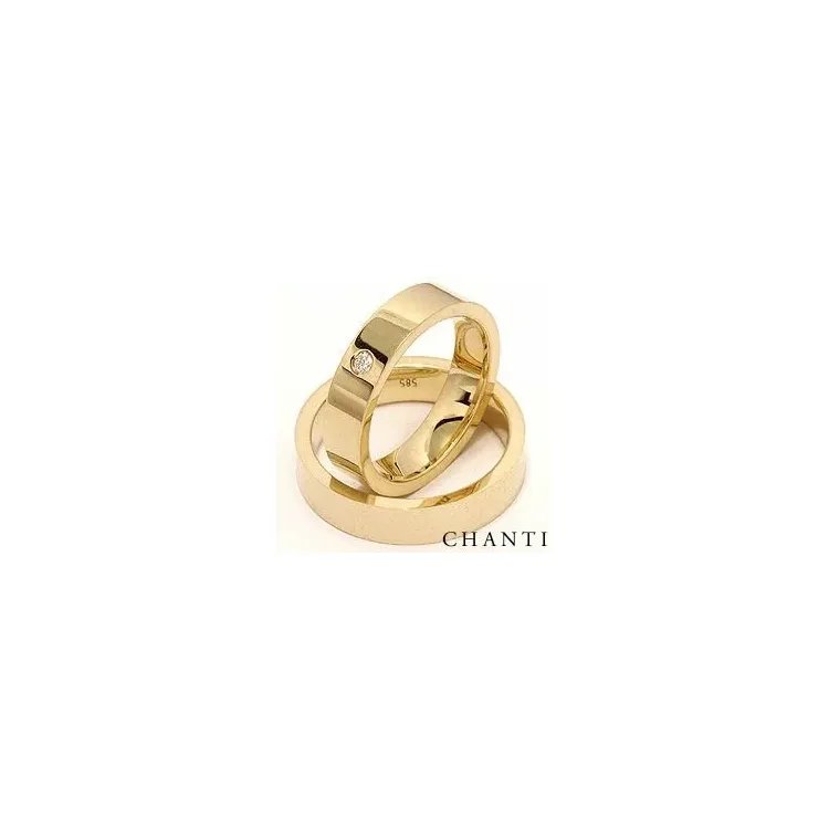 Vielsesringe i 14 karat guld 0,05 ct ct - sæt
