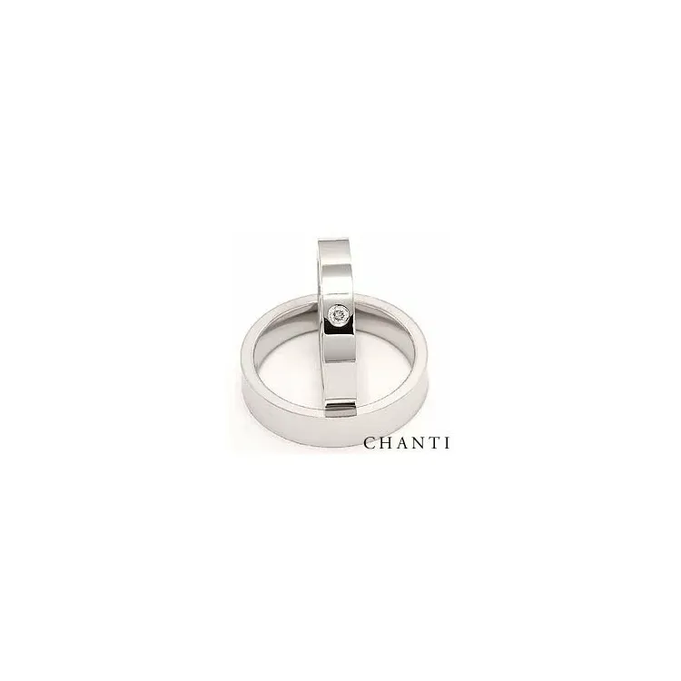 Vielsesringe i 14 karat hvidguld 0,05 ct - sæt