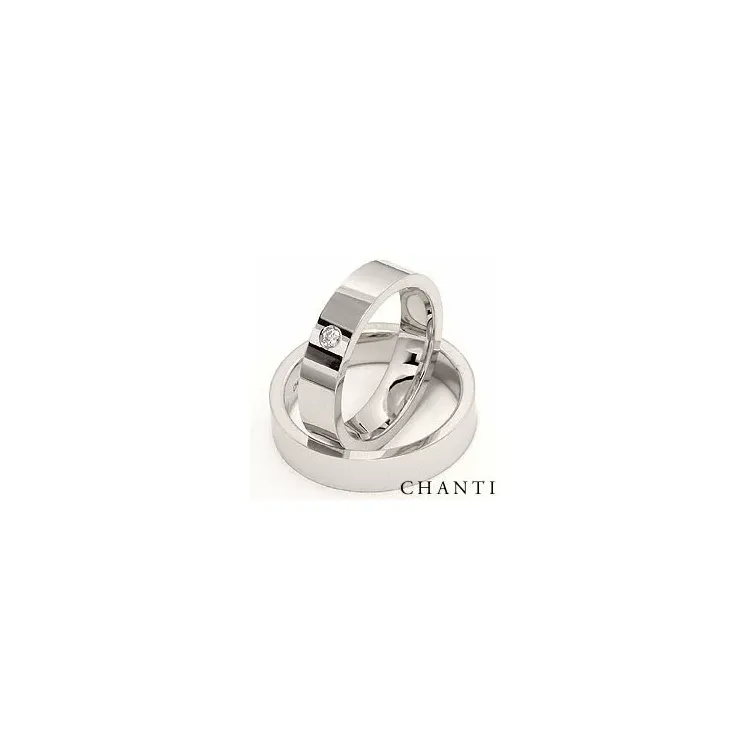 Vielsesringe i 14 karat hvidguld 0,05 ct - sæt