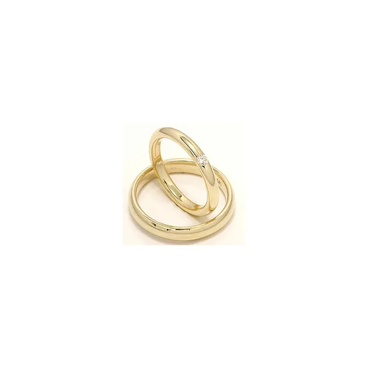 Vielsesringe i 14 karat guld 0,07 ct - sæt