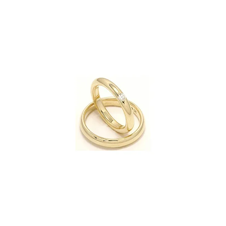 Vielsesringe i 14 karat guld 0,12 ct - sæt