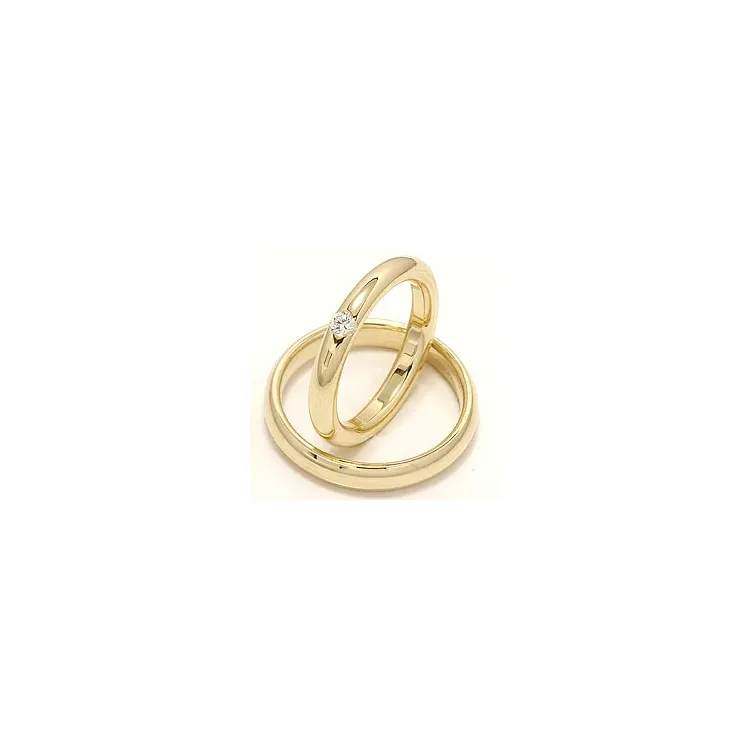 Vielsesringe i 14 karat guld 0,12 ct - sæt