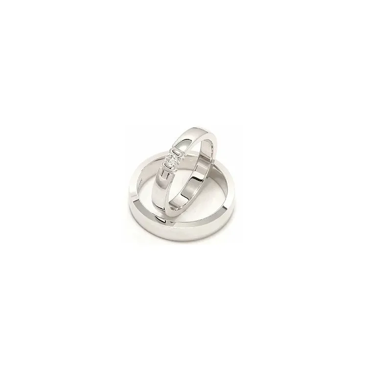Vielsesringe i 14 karat hvidguld 0,15 ct - sæt