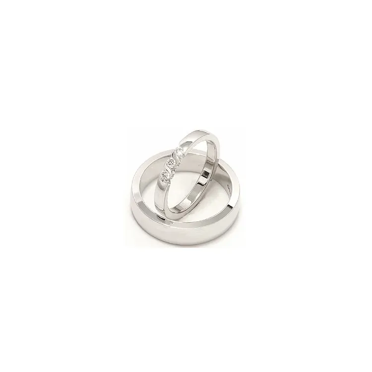 Vielsesringe i 14 karat hvidguld 0,15 ct - sæt