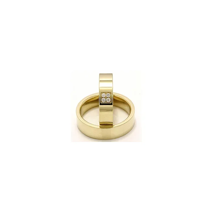 diamant vielsesringe i 14 karat guld 4 x 0,0165 ct - sæt