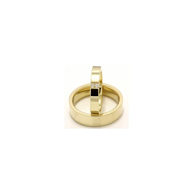 Vielsesringe i 14 karat guld 2 x 0,018 ct - sæt