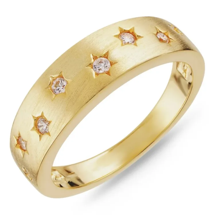 zirkon ring i forgyldt sølv