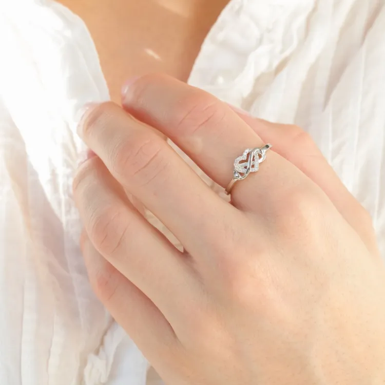 hjerter zirkon ring i sølv