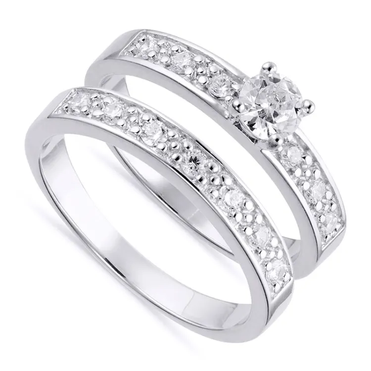 Bred hvid zirkon ring i sølv