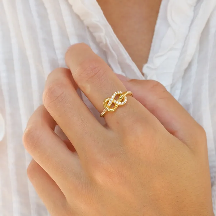 infinity zirkon ring i forgyldt sølv