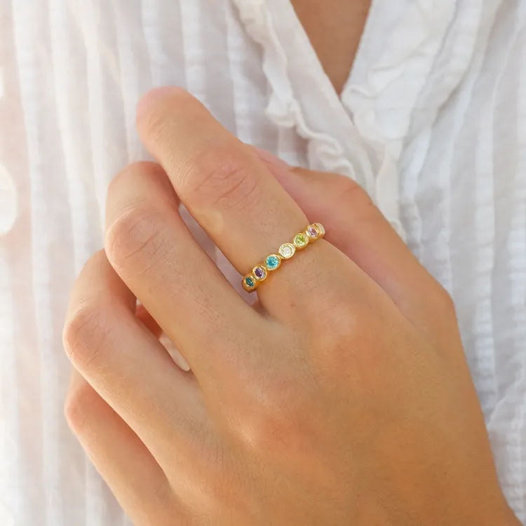 multifarvet zirkon ring i forgyldt sølv - Bubbly Twist
