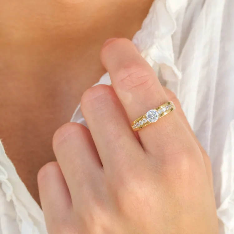 zirkon ring i forgyldt sølv