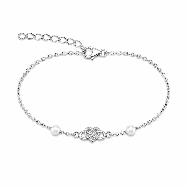 hjerte infinity armbånd i sølv