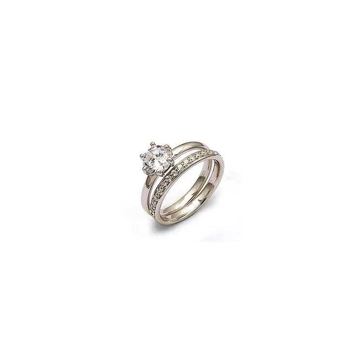 Hvid zirkon sølv ring i sølv