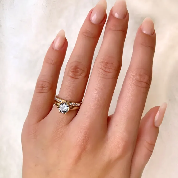 zirkon forgyldt fingerring i forgyldt sølv