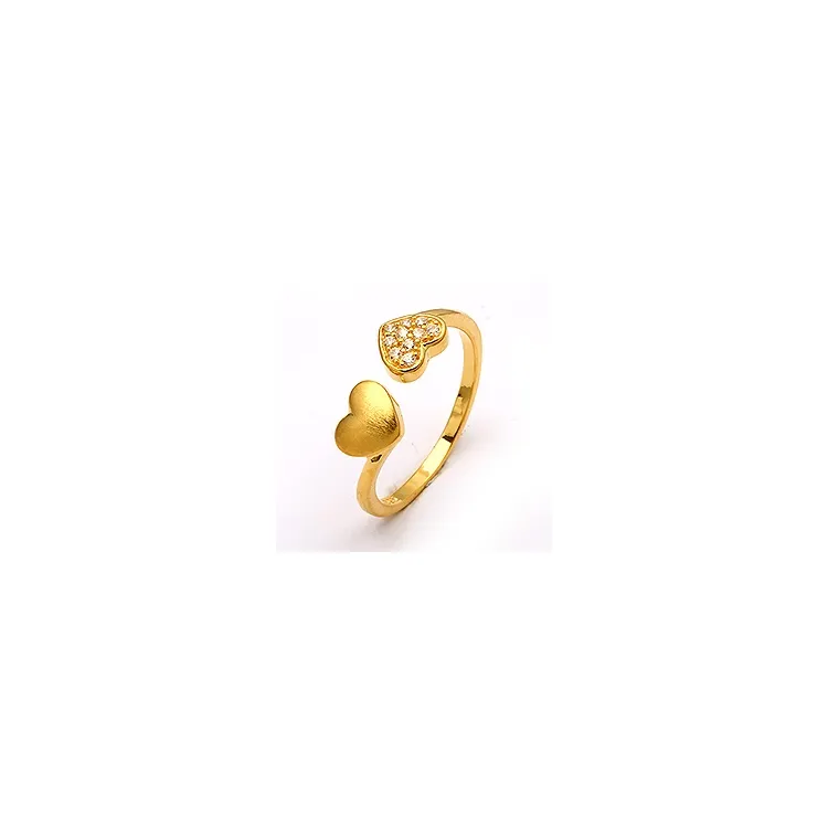 hjerter hvid zirkon ring i forgyldt sølv