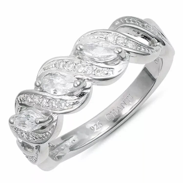 snoet zirkon ring i sølv