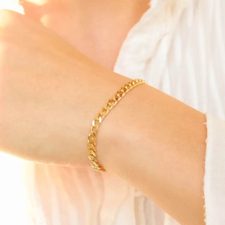 panserarmbånd i forgyldt sølv 18,5 cm x 4,3 mm
