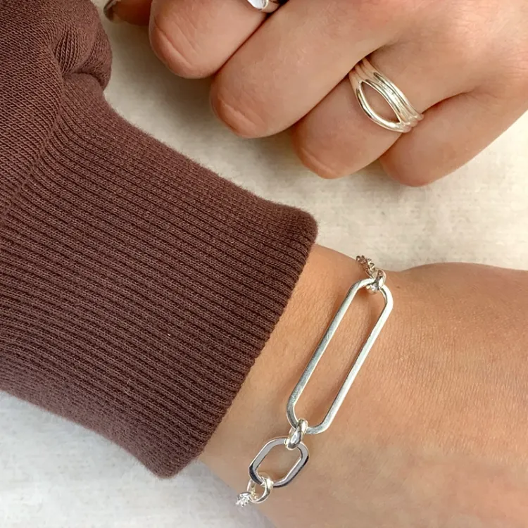 armbånd i sølv 17 plus 3 cm x 9,5 mm